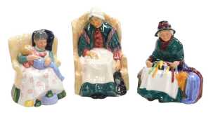 Three Royal Doulton figures, modelled as Forty Winks HN1974, Sweet Dreams HN2380, and Silks and...