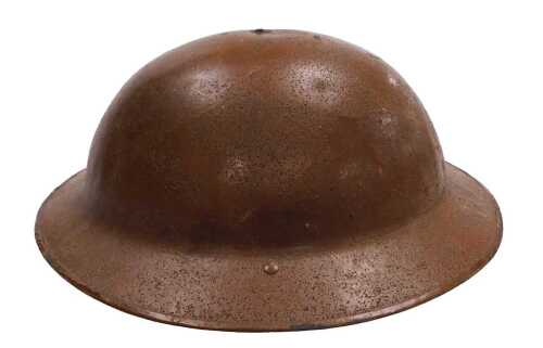A World War II British Mk II Brodie helmet, 29cm wide, 31cm deep.