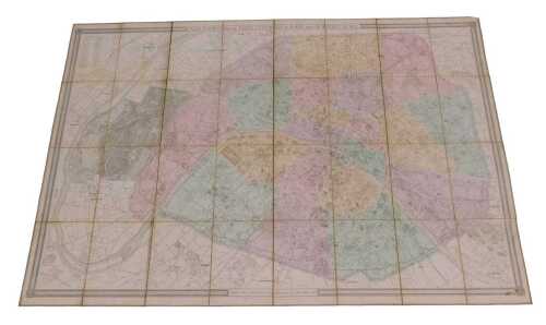 A late 19thC folding map of Paris, The Plan G&eacute;om&eacute;tral de Paris &agrave; L'Echelle de 0.001 pour 10m,...