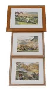 British School (20thC). Mountain views with farmsteads, pair of watercolours, 19cm x 24.5cm, and...