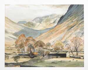 British School (20thC). Mountain views with farmsteads, pair of watercolours, 19cm x 24.5cm, and... - 3