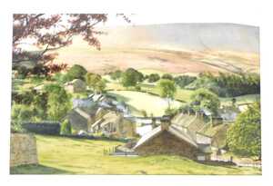 British School (20thC). Mountain views with farmsteads, pair of watercolours, 19cm x 24.5cm, and... - 4