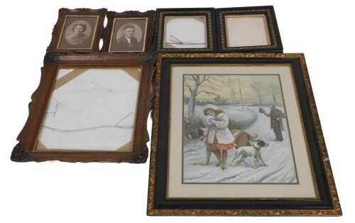 After Arthur John Elsley. The Huntsman's Pet, coloured print, 56cm x 42cm, an oak frame, 53cm x...
