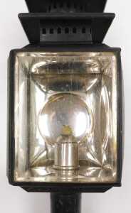 A late 19thC tin cased carriage lamp, 53cm high. - 2