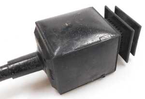 A late 19thC tin cased carriage lamp, 53cm high. - 3
