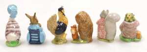 Six Beswick Beatrix Potter figures, comprising Jemima Puddle-Duck, Mrs Rabbit and Bunnies, Sally... - 2