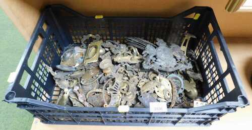 A quantity of 19thC and later drawer handles, plates, knobs, curtain tie backs, etc., (1 box)