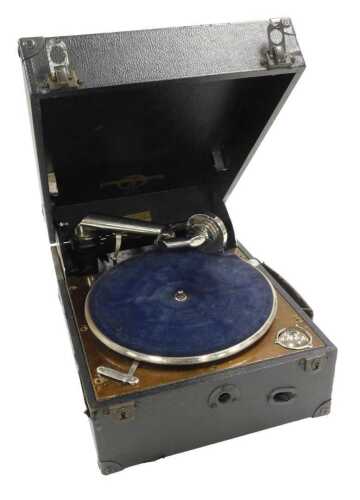 A Columbia black cased tabletop gramophone, 30cm wide, 41cm deep.