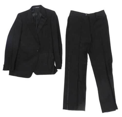 An Ermengildo Zegna gentleman's black two piece evening suit, for Harrods, 100% wool, size 42".