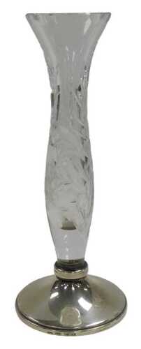 An Elizabeth II cut glass and loaded silver bud vase, of baluster form, Birmingham 1986, 21.5cm...