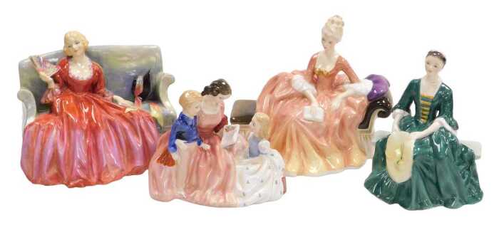 Four Royal Doulton figures, modelled as a Lady From Williamsburg HN2228, Reverie HN2306 , The...