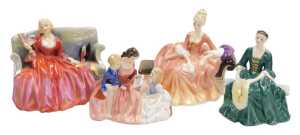 Four Royal Doulton figures, modelled as a Lady From Williamsburg HN2228, Reverie HN2306 , The...