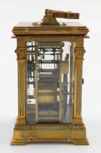 A late 19thC brass cased carriage clock, circular enamel dial painted with swags of flowers,... - 3