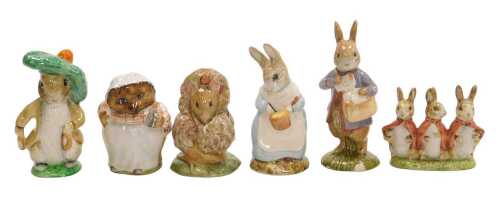Four Beswick Beatrix Potter figures, brown back stamp, comprising Benjamin Bunny, Flopsy, Mopsy...