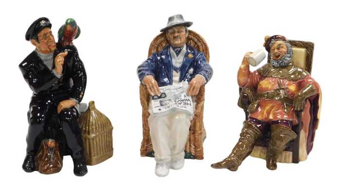 Three Royal Doulton figures, modelled as Taking Things Easy HN2677, Shore Leave HN2254, and The...