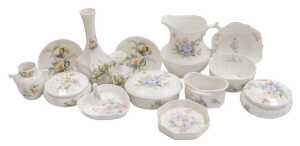 A group of Aynsley porcelain dressing table wares, decorated in the Celeste, Little Sweetheart,...