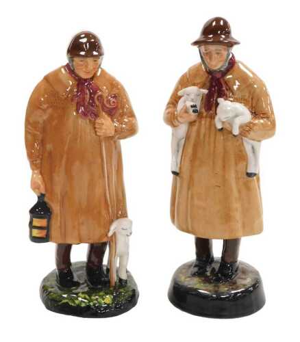 Two Royal Doulton figures modelled as Lambing Time, HN1890, and the Shepherd HN1975.