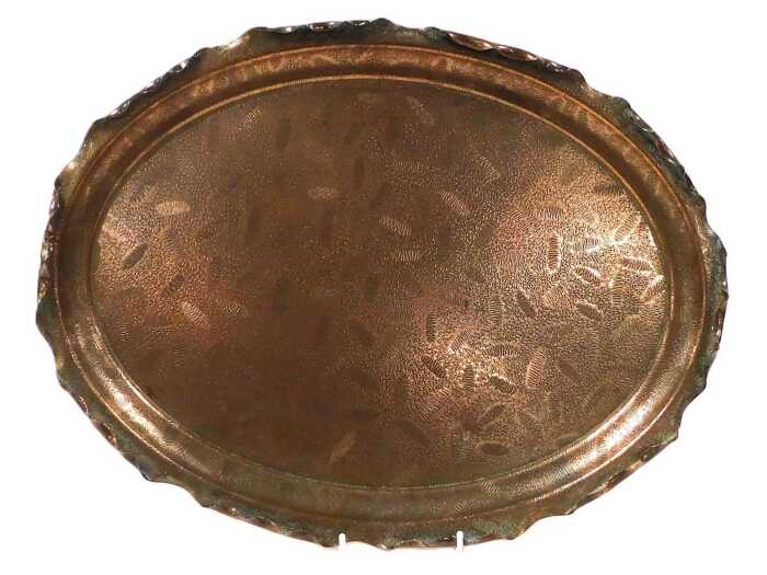 An Arts & Crafts oval copper tray, by Townshend & Co, in the Acanthus design, no. 179131, 44cm...