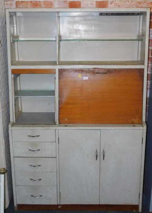 A Hygena 1950's kitchen larder cabinet.