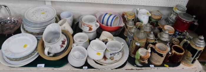 A quantity of ceramics, to include beer steins, etc.