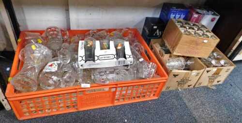 A quantity of beer glasses, tankards, wine glasses, etc.