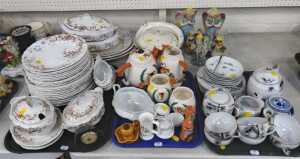An early 20thC Hancock Ivanhoe pattern part dinner service, printed in brown, a hunting tea set,...