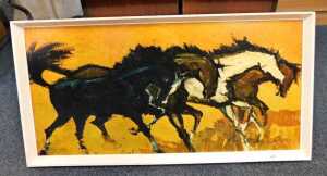 After William Rutlidge. Furioso, 1960s/70s coloured print, 43cm x 88cm.