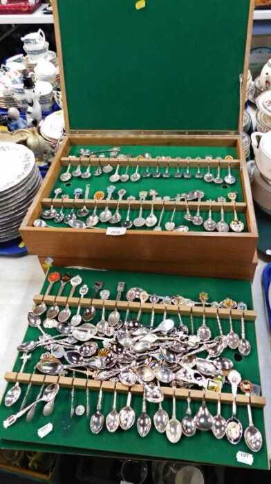 An assortment of mainly silver plated commemorative spoons. (a quantity)