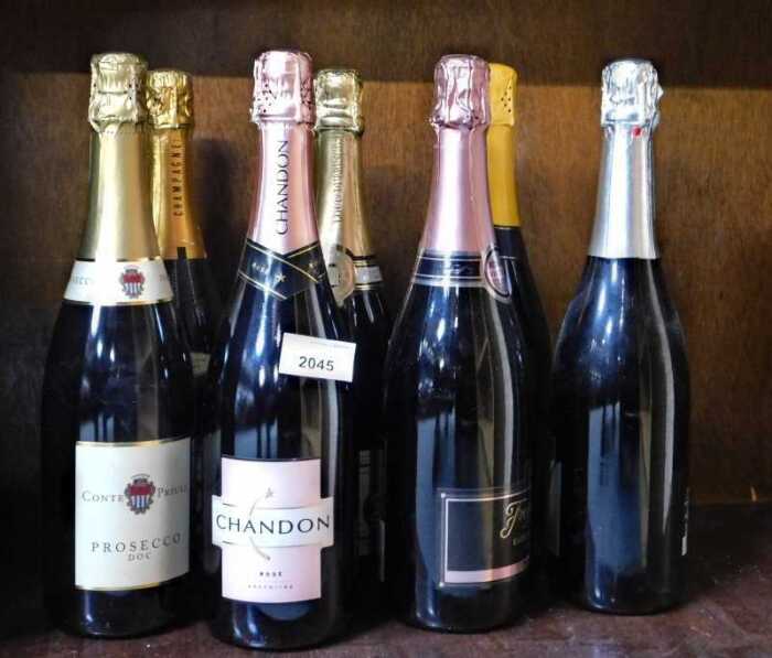 Champagne and Prosecco, to include Louis Dubrince, Chandon Rose, etc. (7)