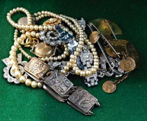 Costume jewellery, to include marcasite set floral bracelet, a Wetrista Automatic lady's watch...