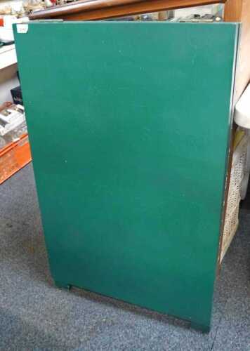 A green painted A frame shop advertising board, 96cm high, 60cm wide.
