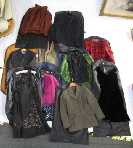 Lady's and gentleman's clothing, to include evening dresses, a lady's Whistles tweed blazer,...