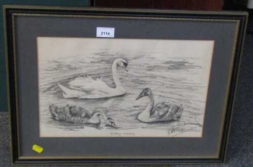 20thC School. The Family, Stanground, pencil sketch, indistinctly signed, 26cm x 36cm.