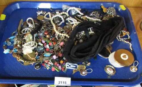 Costume jewellery, to include beaded necklaces, faux pearl necklace, an Accurist lady's...