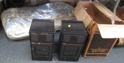 An Aiwa acoustic suspension speaker system, SX-F20, boxed, together with a metal framed garden...