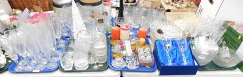 Glassware, to include drinking glasses, Babycham and other, moulded glass bowls, sectional dish,...