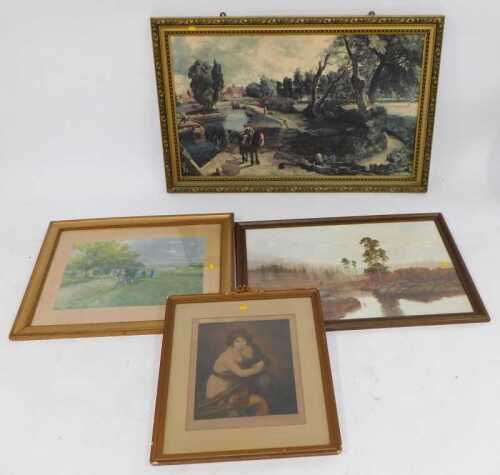 Three pictures, including After Coulson, stag in a river scene, and after FF English, The Noon...