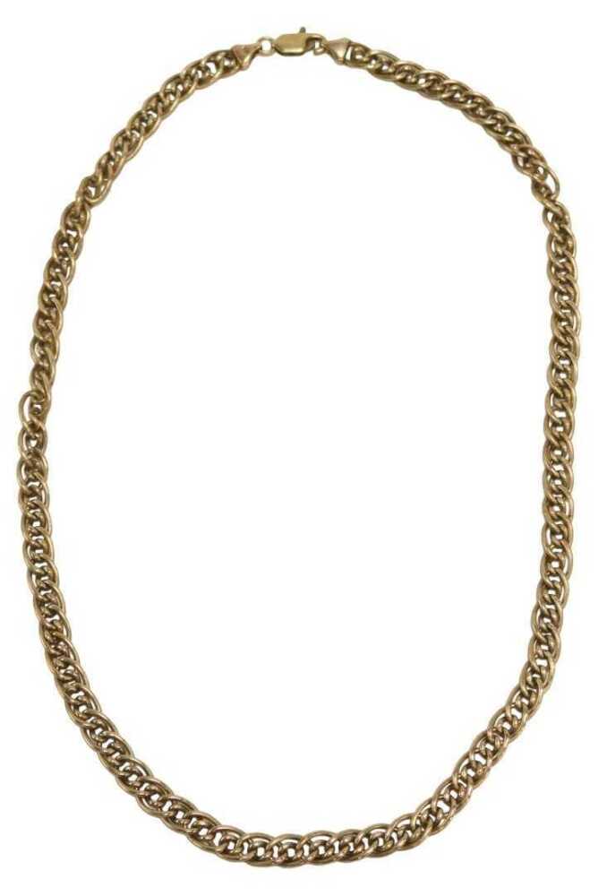 A rose gold fancy link necklace, yellow metal, stamped 9kt, 53cm long ...