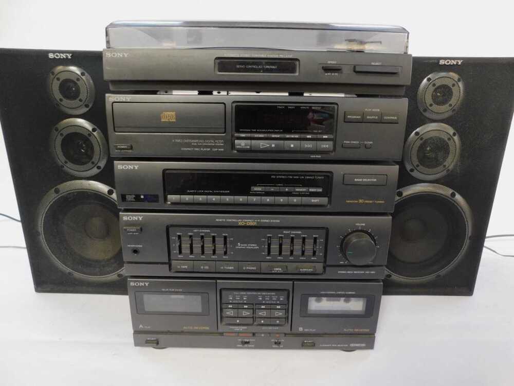A Sony music system, comprising turntable PS-LX40P, compact disc player ...