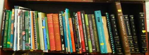 Withdrawn pre-sale by vendor. Various books, mainly non fiction, cars, automobilia, etc., Railway Wonders of the World, Chequered Flag, etc. (1 shelf)