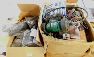 Various tools, electric hand tools, various other items, Toolzone and other items, etc. (2 boxes)