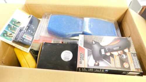 Various tools, Ultimate Speed 5 in 1 tyre pressure gauge, various other electrical items, tools,...