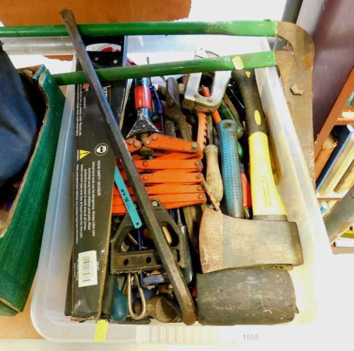 Various tools, hand tools, hand saw, etc. (1 box)