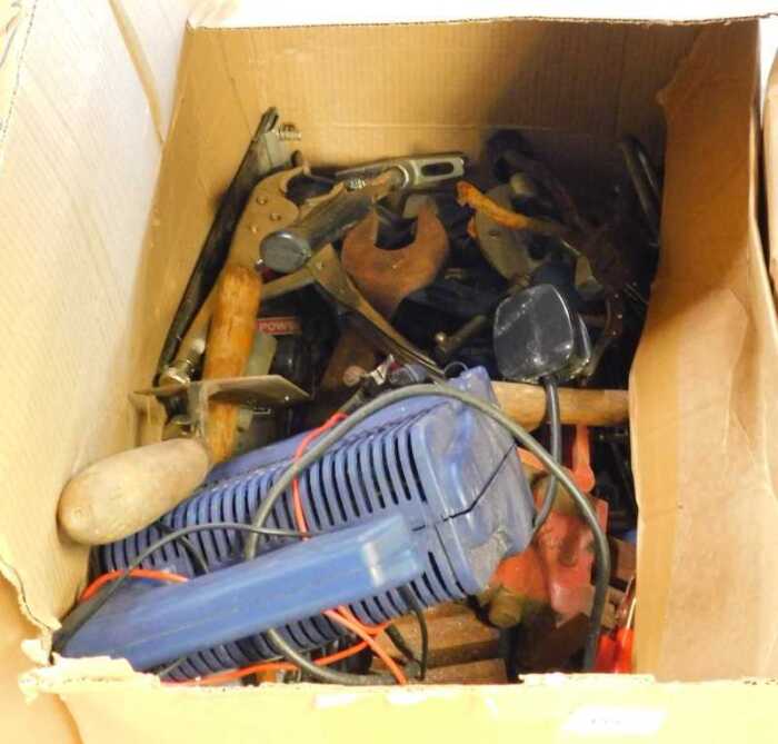 Various tools, hand tools, hand drill, etc. (1 box)