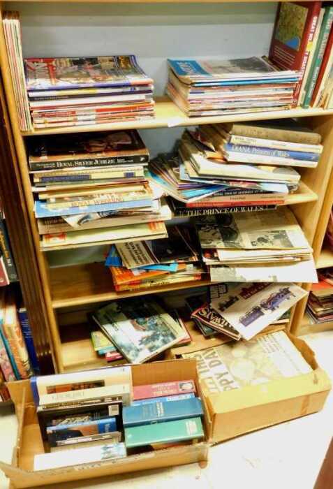 Various books, hardback, railway related, War, Churchill, Royal commemorative newspapers, etc.,...