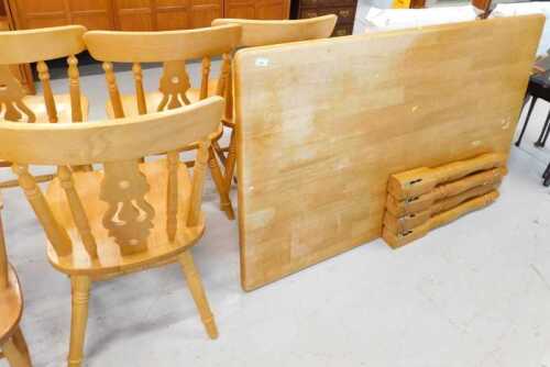 Various furniture and effects, to include a nest of tables, light wood dining table and four...
