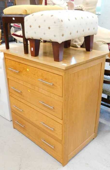 A light oak bedroom chest, a light oak finish bedroom chest of four long drawers, various other...