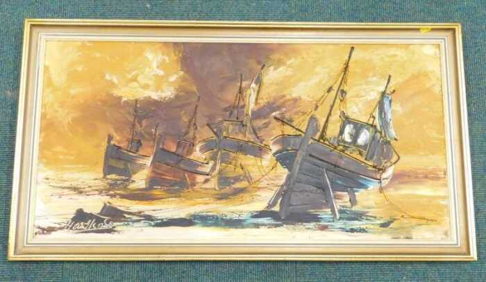 Hawkes (20thC) Sailing boats, oil on canvas, signed.
