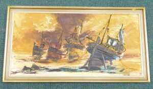 Hawkes (20thC) Sailing boats, oil on canvas, signed.