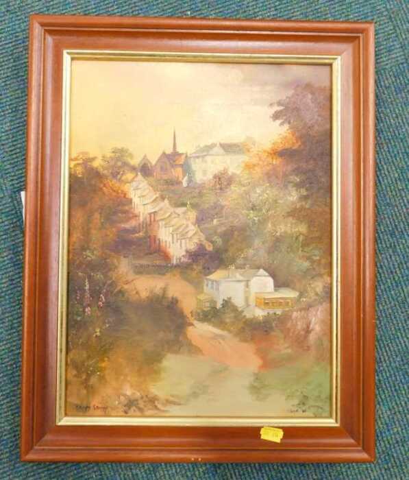 I Pope (20thC). Landscape, church, oil, signed.